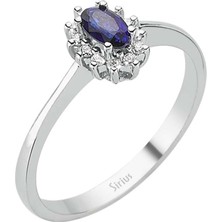 Sirius Pırlanta Pırlanta ve Oval Safir Taşlı Anturaj Yüzük 0417R0129