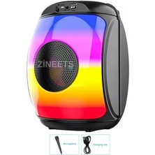 Zineets Işıklı Büyük Boy Party Box Bluetooth Hoparlör Taşınabilir Şarjlı Ses Sistemi Radyolu Karaoke Mic