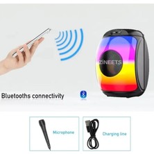 Zineets Işıklı Büyük Boy Party Box Bluetooth Hoparlör Taşınabilir Şarjlı Ses Sistemi Radyolu Karaoke Mic