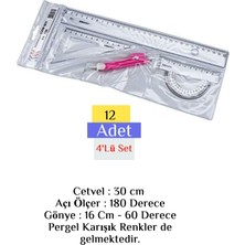 Brons BR-216 12 Adet Çizim Seti 4'lü 30 cm Cetvel ve 180 Derece Açı Ölçer