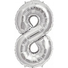 Benim Marifetlerim 8 Rakamı Gümüş Folyo Balon 16 Inch 40 cm