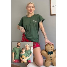 Pijama Evi Yeşil Mrs. Şortlu Sevgili Aile Pijaması - Kadın Takımı