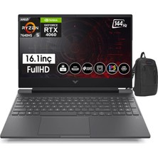 Hp Victus Amd Ryzen 5 7640HS 16GB Ddr5 Ram 2tb SSD 8gb RTX4060 16,1 Inç 144Hz IPS Fhd Freedos Taşınabilir Bilgisayar Z7Z4N1EAW03+ZETTAÇANTA