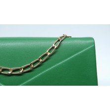 Valesco Kadın Yeşil Zarf Model Gold Askı Zincirli Omuz Çantası