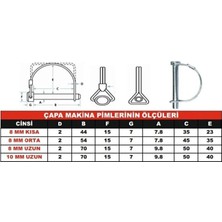 BZM Çapa Makinesi Pimi Uzun Çapa Pimi 8 mm 2 Adet