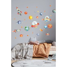 Kt Grup Uzay Gezegenler Astronot Hayvanlar Çocuk Odası Duvar Sticker Seti