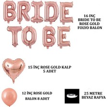 Patladı Gitti Bride To Be  Folyo Balon Seti, 5 Adet Kalp Folyo ve Lateks Balon