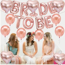 Patladı Gitti Bride To Be  Folyo Balon Seti, 5 Adet Kalp Folyo ve Lateks Balon