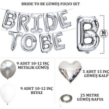 Patladı Gitti Bride To Be  Folyo Balon Seti, 5 Adet Kalp Folyo ve Lateks Balon