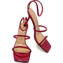 Nostra Shoes Brand Kadın Bilekten Bağlama Taşlı Topuklu Ayakkabı