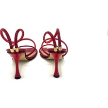 Nostra Shoes Brand Kadın Bilekten Bağlama Taşlı Topuklu Ayakkabı