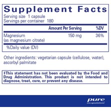 Pure Encapsulations Magnesium Citrate Hypoallergenic 180 Kapsül Magnezyum Sitrat