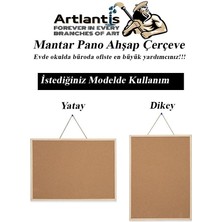 Artlantis Mantar Pano Ahşap Çerçeve 30X40 cm 1 Adet Harita Çivisi Hediyeli Duvara Monte Mantar Çerçeve Evde Okulda Büroda Ofiste