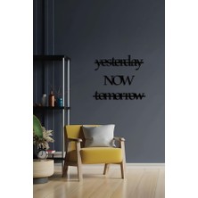 Ensa Design  Yesterday Now Tomorrow Yazılı Ahşap Duvar Dekoru - Ahşap Duvar Dekorasyonu 50X50CM
