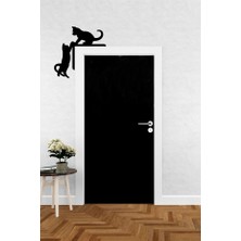 Ensa Design Yaramaz Kediler Kapı Üstü Süsü Ahşap Dekor - Kapı Dekorasyonu - Sol Taraf 21 x 21