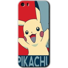 Gramaphone Apple iPhone 5s Kılıf Hd Desen Baskılı Arka Kapak + Esnek Nano Cam - Pikaçhu