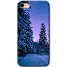 Gramaphone Apple iPhone 7 Kılıf Hd Desen Baskılı Arka Kapak + Kırılmaz Cam - Kış Manzarası