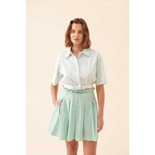 ROMAN Çizgili Kısa Kollu Gömlek Mint Y2313515_097