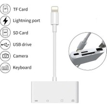 Blue Wings 4in1 Apple iPhone Uyumlu Lightning To Tfsd Card USB Kamera Adaptörü