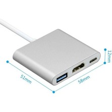 Blue Wings 3in1 Type C To Hdmı USB 3.0 Type C 3.1 4K Dönüştürücü Adaptör