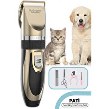 Goldmaster Pati 9in1 Kablolu Kablosuz Şarjlı Kedi Köpek Tıraş Makinesi Pet Evcil Hayvan Tüy ve Çelik Kesme Aparatlı Set GM-8182