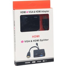 Powermaster PM-19260 HDMI To VGA + HDMI Splıtter Çevirici Adaptör
