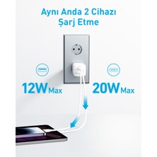 Anker 323 33W USB-C + USB-A Hızlı Şarj Cihazı -(USB-C PD 20W + USB-A 12W) iPhone & Android ile Uyumlu Type-C Hızlı Şarj Adaptörü - A2331 - Beyaz (Anker Türkiye Garantili)