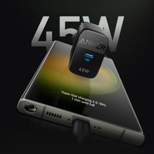 Anker 313 Samsung PPS Destekli 45W USB-C Şarj Cihazı - iPhone / Android / Macbook Uyumlu Type-C Hızlı Şarj Adaptörü - A2643 - Siyah (Anker Türkiye Garantili)