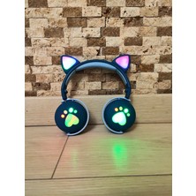 Kedi Kulaklı Kulaklık LED Işıklı Mikronlu Hafıza Kartı/aux Girişli Kablosuz Bluetooth Kedi Kulaklık Bk1