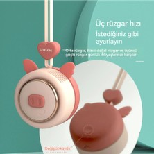 Maskot USB Şarj Edilebilir Taşınabilir Sessiz Asılı Boyunlu Küçük Fan (Yurt Dışından)