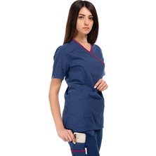 Formteks Kadın Spa Takım  Likralı Terry Cotton Indigo-Fuşya Biyeli Small