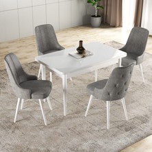 Gadahome Hera Serisi Mdf Mutfak-Salon Masa Sandalye Takımı  (4 Sandalyeli) Beyaz
