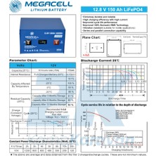 Megacell Lifepo4 12.8V 150AH Karavan/marin Abs Lityum Demir Fosfat Akü