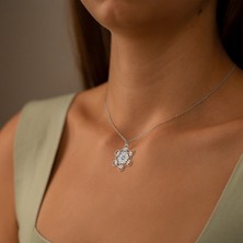 Dkmn Silver Metatron Sembolü Altıgen Biçimli 925 Ayar Kadın Gümüş Kolye
