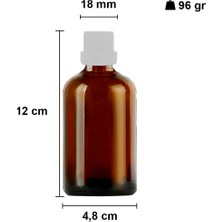 Afracam 100 cc Amber Kilitli Beyaz Kapaklı 100 ml Kahverengi Cam Şişe 6 Adet