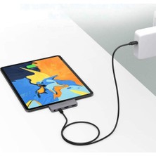 MST Apple iPad Pro Adaptörü Için Choetech Bağlantı Istasyonu Hub USB Tip C 4'ü 1 Arada 60W Pd Siyah (HUB-M13):