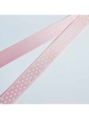 Hobiceyiz Grogren Kurdele 2,5 cm 20 Metre Yıldız Desenli Açık Pembe