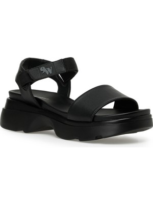Nine West Nuyt 3fx Siyah Kadın Kalın Taban Sandalet