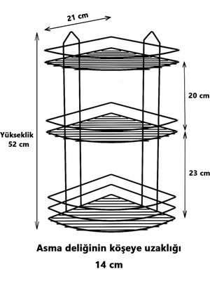 SAS Ömür Boyu Paslanmaz Yapışkanlı Banyo Köşeliği Düzenleyici Şampuanlık Duş Rafı Siyah EK-03