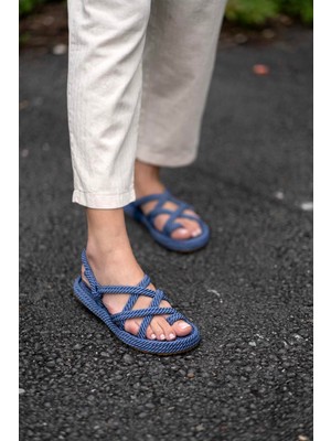 Sovrana Ince Tabanlı Sandalet Mavi
