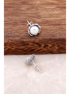 Sümer Telkari Telkari El Yapımı İncili Mini Gül Küpe 484