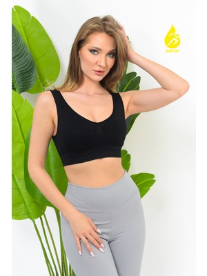 Sauna Suit Kadın Modal Crop Top Büstiyer Toparlayıcı Seamless Dikişsiz Kalın Askılı Örme Bustiyer