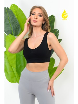 Sauna Suit Kadın Modal Crop Top Büstiyer Toparlayıcı Seamless Dikişsiz Kalın Askılı Örme Bustiyer