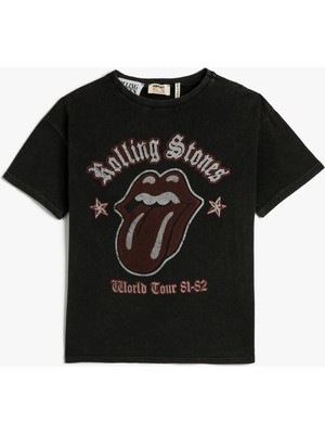 Koton Rolling Stones Tişört Lisanslı Kısa Kollu Bisiklet Yaka Pamuklu