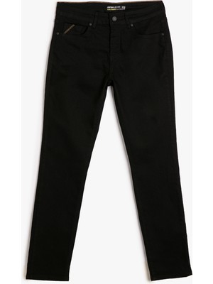 Koton Slim Straight Fit Kot Pantolon Chadwick Jean Erkek Düşük Bel İnce Dokuma Kumaş