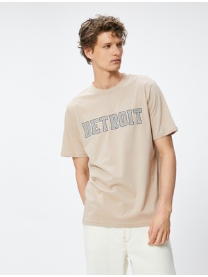 Koton Kolej Tişört Baskılı Bisiklet Yaka Kısa Kollu Pamuklu