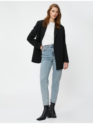 Koton Yüksek Bel Kot Pantolon Hafif Dar Paça - Mom Jeans