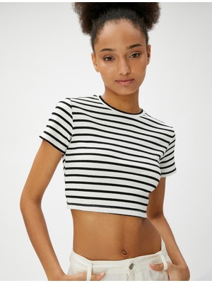 Koton Basic Crop Tişört Bisiklet Yaka Kısa Kollu