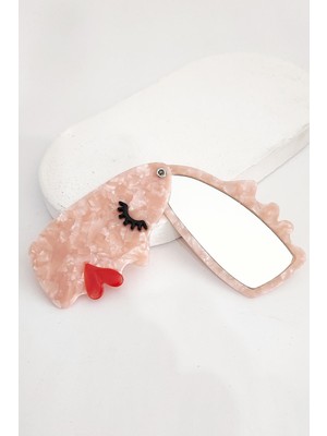 New Obsessions Makyaj Çanta Aynası Lüks Asetat Face Şeklinde