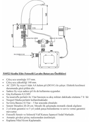 Newarc Elite Fotoselli Lavabo Bataryası